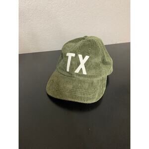 Corduroy Ribbed TX Hat Unisex Olive Green Hand Lettered Austin Texas Grunge Twee